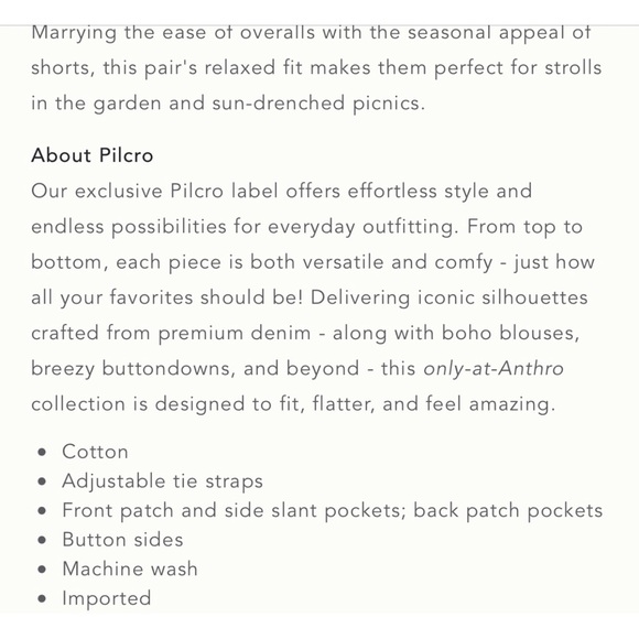 Anthropologie Pilcro Relaxed Short Overalls Ivory NWT Size 16W - Picture 16 of 16